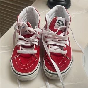 Vans Kids Red High-Top Sneakers with White Laces